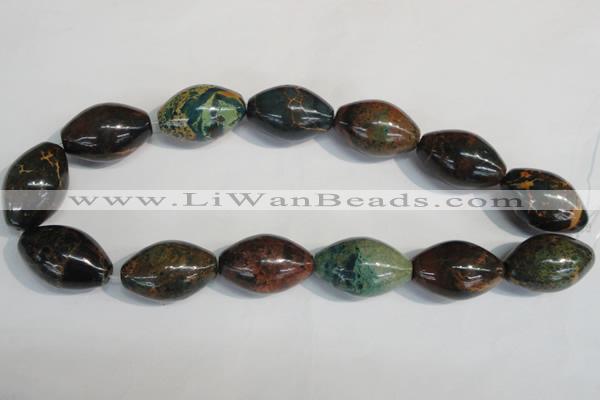 CDS256 15.5 inches 20*30mm rice dyed serpentine jasper beads