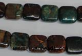 CDS262 15.5 inches 12*12mm square dyed serpentine jasper beads