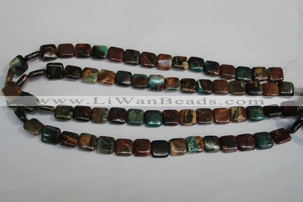 CDS262 15.5 inches 12*12mm square dyed serpentine jasper beads