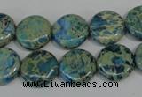 CDS272 15.5 inches 14mm flat round dyed serpentine jasper beads