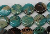 CDS32 15.5 inches 14mm flat round dyed serpentine jasper beads