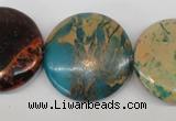 CDS33 15.5 inches 30mm flat round dyed serpentine jasper beads