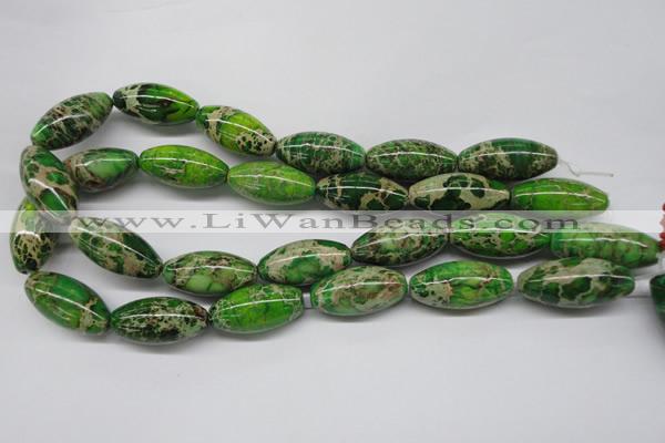 CDT148 15.5 inches 15*30mm rice dyed aqua terra jasper beads