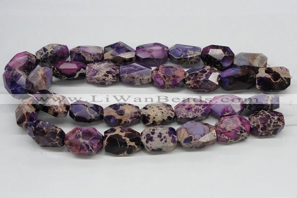 CDT39 15.5 inches 20*25mm faceted nuggets dyed aqua terra jasper beads