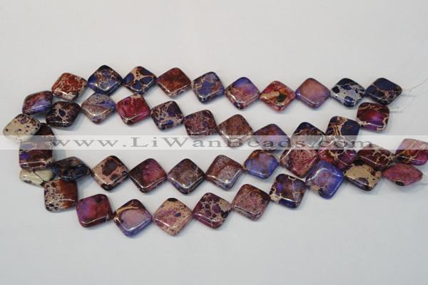 CDT445 15.5 inches 16*16mm diamond dyed aqua terra jasper beads