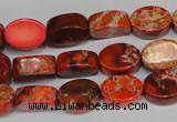 CDT528 15.5 inches 10*14mm oval dyed aqua terra jasper beads