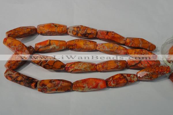 CDT745 15.5 inches 13*42mm faceted rice dyed aqua terra jasper beads