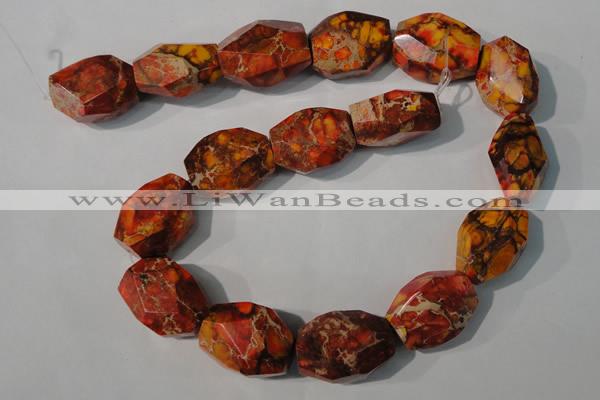 CDT748 15.5 inches 18*25mm faceted nuggets dyed aqua terra jasper beads