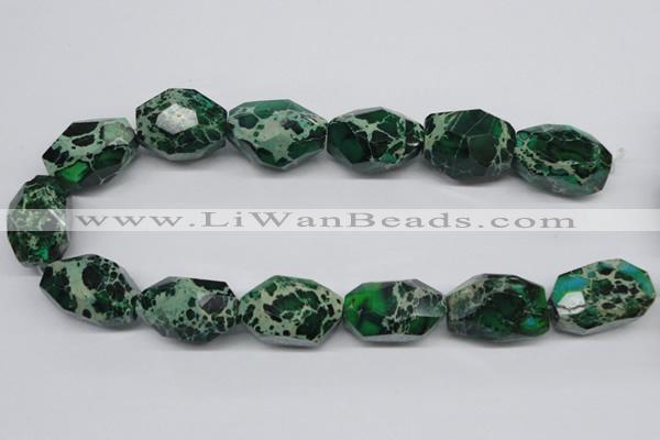 CDT80 15.5 inches 20*30mm faceted nuggets dyed aqua terra jasper beads