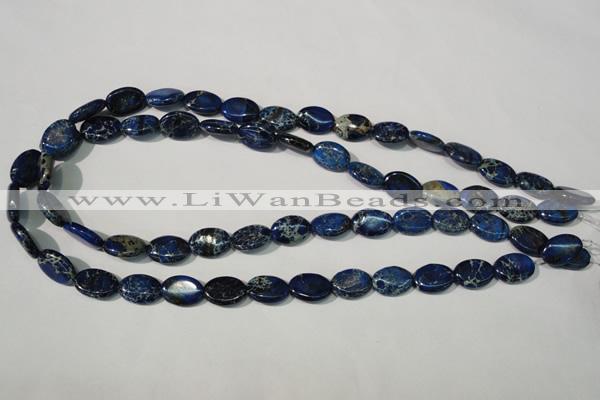 CDT913 15.5 inches 10*14mm oval dyed aqua terra jasper beads