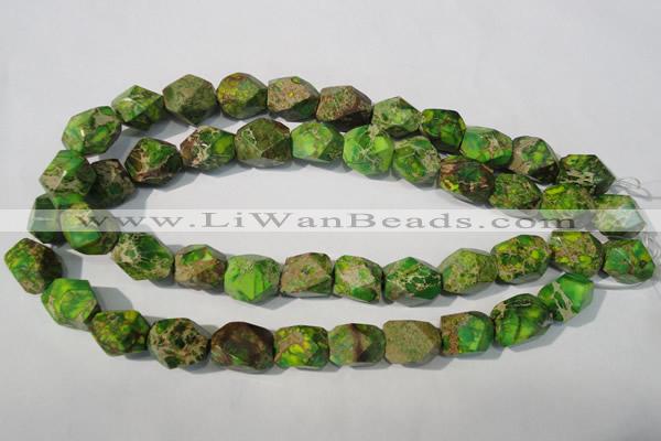 CDT932 15.5 inches 13*17mm faceted nuggets dyed aqua terra jasper beads