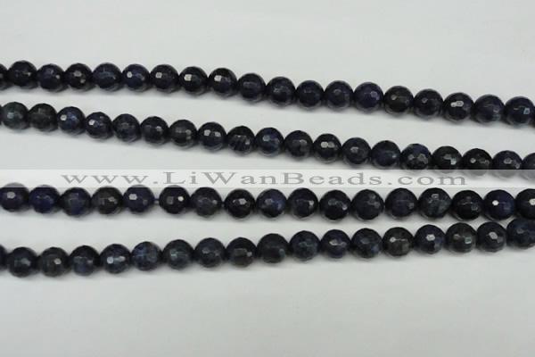 CDU112 15.5 inches 8mm faceted round blue dumortierite beads