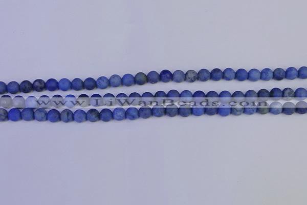 CDU301 15.5 inches 6mm round matte blue dumortierite beads