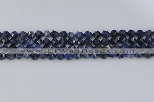 CDU330 15.5 inches 6mm faceted nuggets blue dumortierite beads