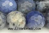 CDU388 15 inches 12mm faceted round dumortierite beads