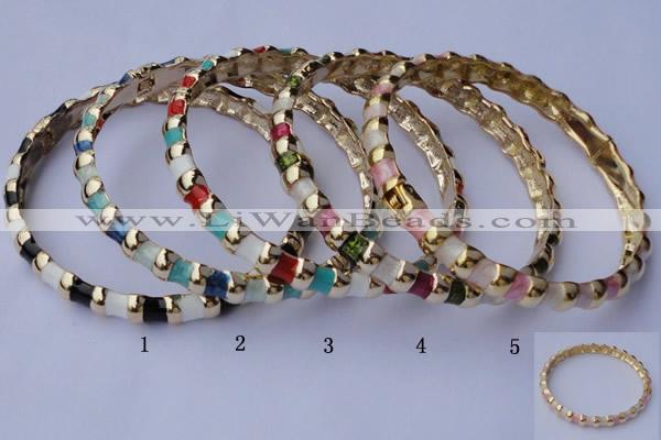 CEB02 5pcs 7mm width gold plated alloy with enamel bangles wholesale