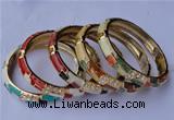 CEB08 5pcs 10mm width gold plated alloy with rhinestone & enamel bangles