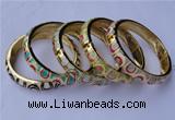 CEB10 5pcs 11.5mm width gold plated alloy with enamel bangles wholesale