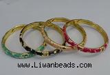 CEB106 7mm width gold plated alloy with enamel bangles wholesale