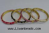 CEB107 7mm width gold plated alloy with enamel bangles wholesale