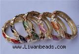 CEB16 5pcs 13.5mm width gold plated alloy with rhinestone & enamel bangles