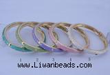 CEB29 5pcs 7mm width gold plated alloy with enamel bangles