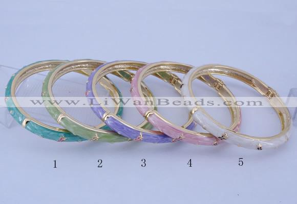 CEB29 5pcs 7mm width gold plated alloy with enamel bangles