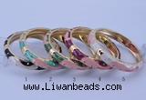 CEB32 5pcs 10mm width gold plated alloy with enamel bangles