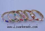 CEB34 5pcs 12mm width gold plated alloy with enamel rhinestone & bangles