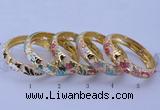 CEB39 5pcs 14mm width gold plated alloy with enamel bangles