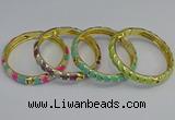 CEB54 7mm width gold plated alloy with enamel bangles wholesale