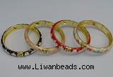 CEB56 7mm width gold plated alloy with enamel bangles wholesale