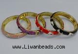 CEB63 9mm width gold plated alloy with enamel bangles wholesale