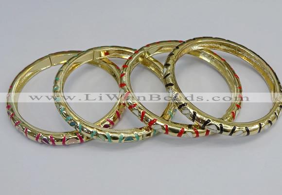 CEB85 7mm width gold plated alloy with enamel bangles wholesale