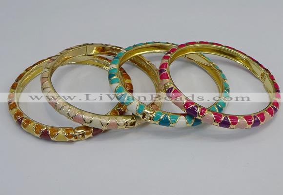 CEB86 7mm width gold plated alloy with enamel bangles wholesale