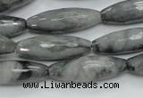 CEE31 15.5 inches 10*30mm faceted rice eagle eye jasper beads