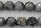 CEE355 15.5 inches 14mm faceted round eagle eye jasper beads