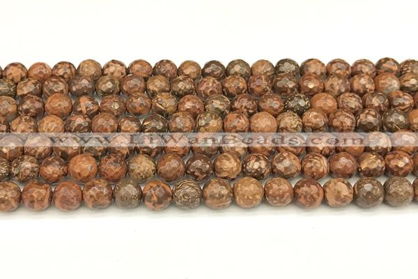 CEJ310 15 inches 6mm faceted round elephant skin jasper beads