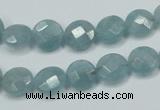 CEQ181 15.5 inches 10mm faceted coin blue sponge quartz beads