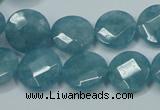 CEQ183 15.5 inches 14mm faceted coin blue sponge quartz beads