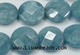 CEQ185 15.5 inches 18mm faceted coin blue sponge quartz beads