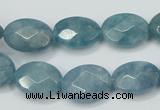 CEQ192 15.5 inches 12*16mm faceted oval blue sponge quartz beads