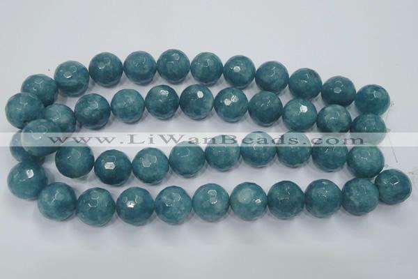 CEQ20 15.5 inches 20mm faceted round blue sponge quartz beads