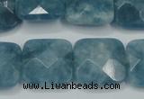 CEQ226 15.5 inches 20*20mm faceted square blue sponge quartz beads