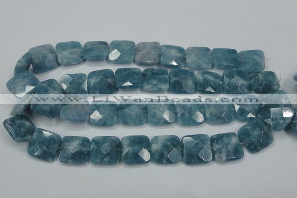 CEQ226 15.5 inches 20*20mm faceted square blue sponge quartz beads