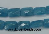 CEQ231 15.5 inches 10*14mm faceted rectangle blue sponge quartz beads