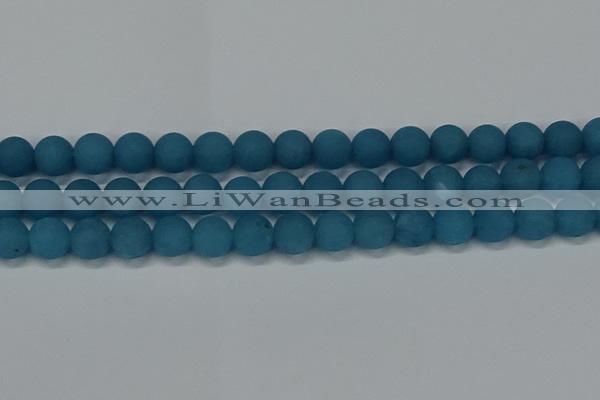 CEQ269 15.5 inches 12mm round matte blue sponge quartz beads