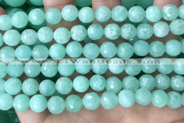 CEQ312 15.5 inches 8mm faceted round green sponge quartz beads