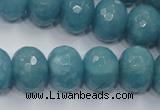 CEQ37 15.5 inches 12*16mm faceted rondelle blue sponge quartz beads