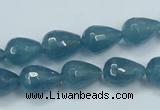 CEQ51 15.5 inches 10*14mm faceted teardrop blue sponge quartz beads